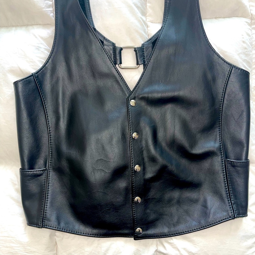 Mens genuine leather vest Large
